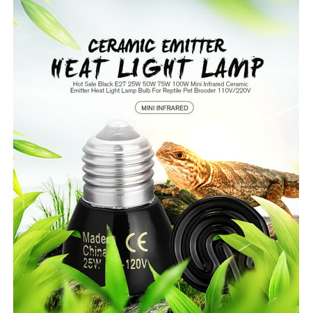 Pathonor 25-100W Ceramic Infrared Reptile Heat Emitter Heater Light for Breeding Pet Breed Turtle Snake Birds Frog