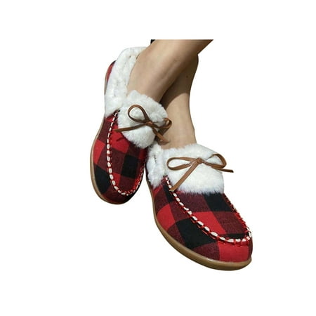 

Woobling Women’s House Slippers Moccasins Slip On Micro Suede Faux Fur Lined Indoor & Outdoor