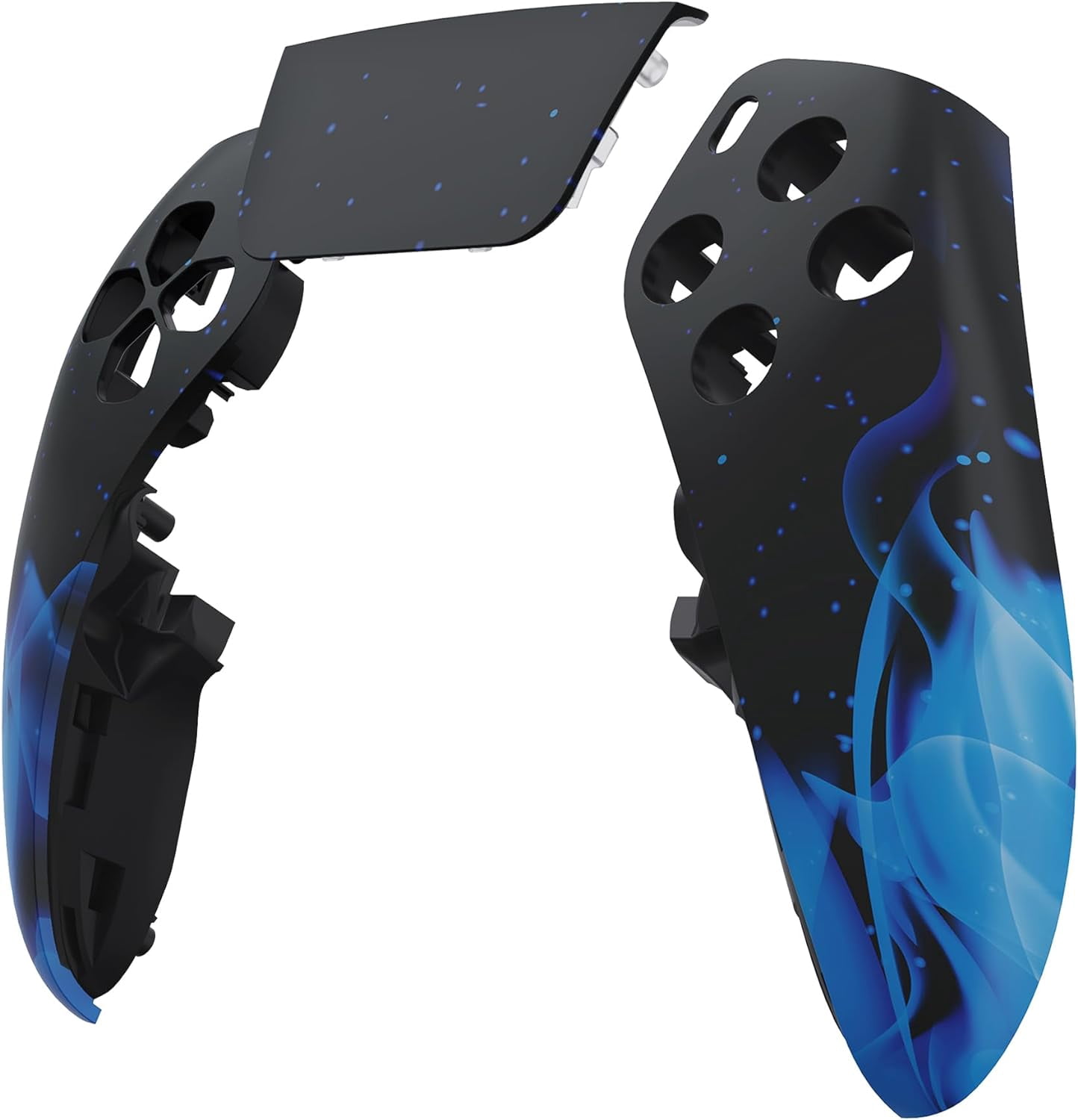 eXtremeRate Left Right Front Housing Shell with Touchpad Compatible with ps5 Edge Controller, Blue Flame DIY Replacement Faceplate Shell Custom Touch Pad Cover Compatible with ps5 Edge Controller
