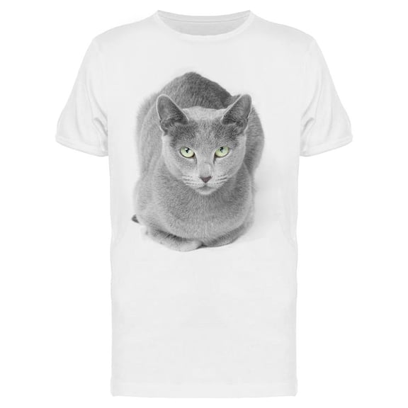 Russian Blue Cat Laying T-Shirt Men -Image by Shutterstock, Male 3X-Large