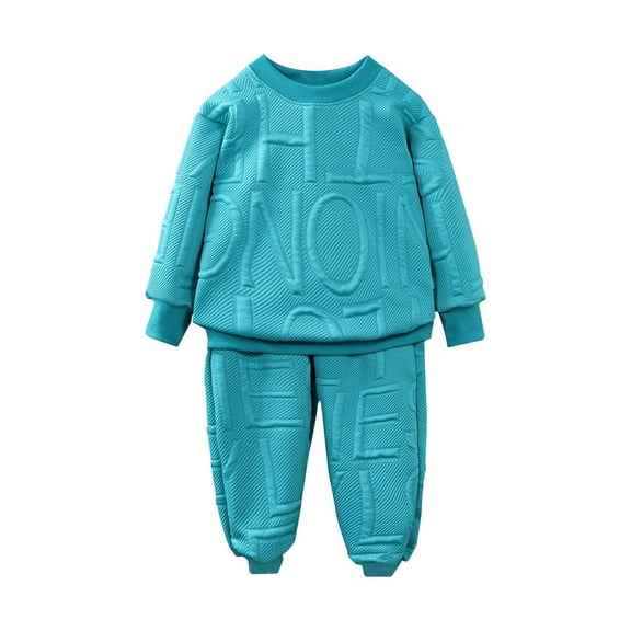 Ahdbta Toddlers 2 Pieces Sweatsuit Sets Long Sleeve Crewneck Pullover Tops and Joggers Pants Solid Color Tracksuit Outfits