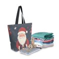 thumbnail image 2 of FORMRS Womens Canvas Tote Bag with Zipper Inner Pocket Shoulder Handbag, Blue Christmas Santa, 2 of 7