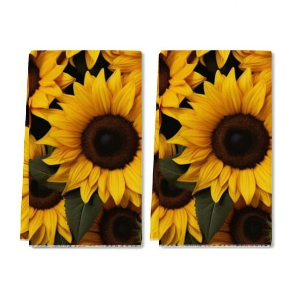 Yjiankangz Kitchen Towels Sumflowers Pattern Towels Dish Towels Set of 2,Sunflower Hand Towels 16x24 Inch Drying Dishcloth,Farmhouse Home Seasonal Spring Decoration