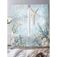 thumbnail image 3 of Ocean Starfish Anchor Sheer Curtains 84 Inches Long 2 Panels Retro Coral Flower Blue Theme Light Filtering Semi Sheer Window Curtains Drapes for Bedroom Living Room 52"x84", 3 of 7