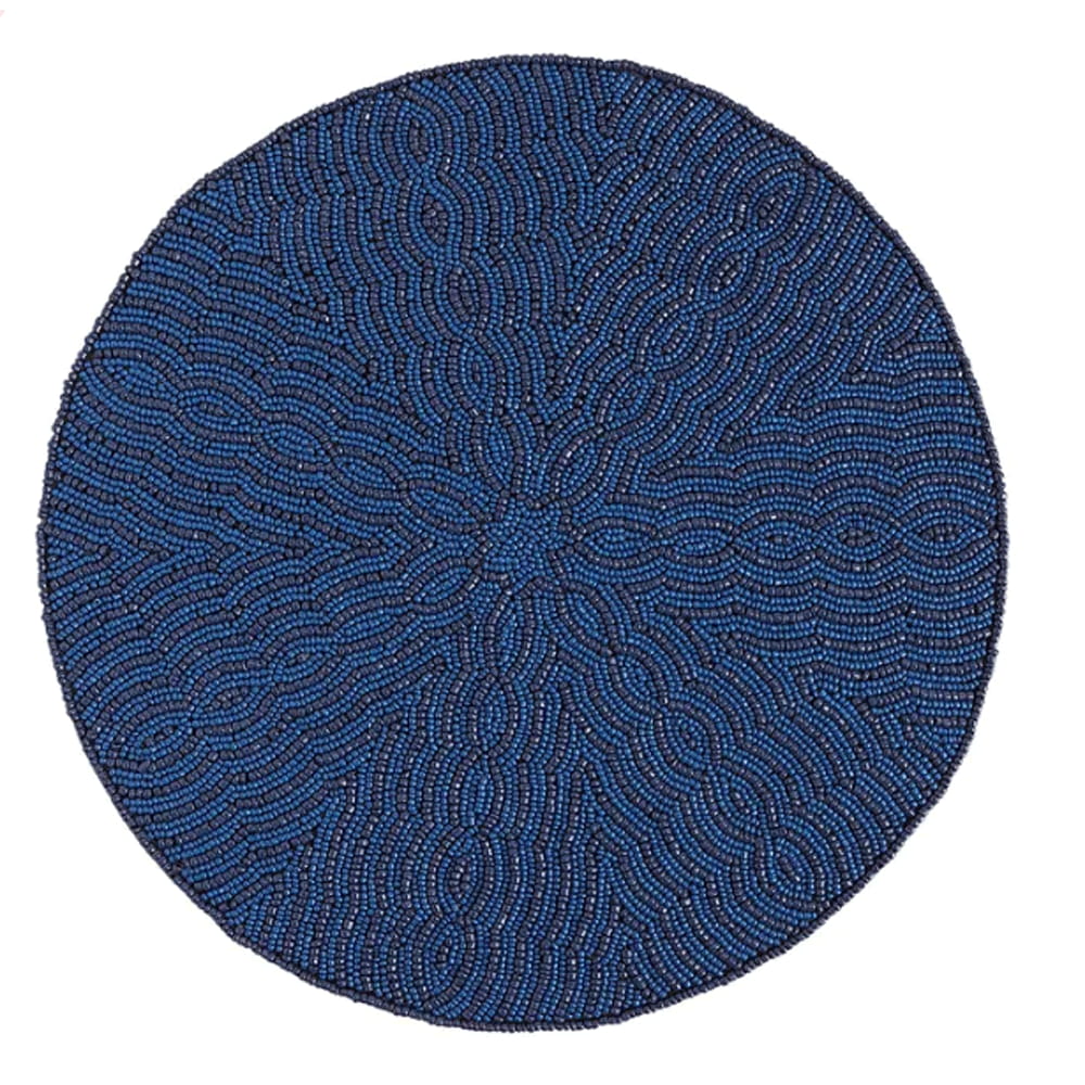 Northeast Home Goods Round Beaded Placemat Centerpiece, 15Inch (Blue