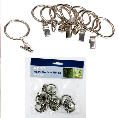 8 Metal Curtain Rings Drapery Clips Ring Eyelets Fits Up To 7 8