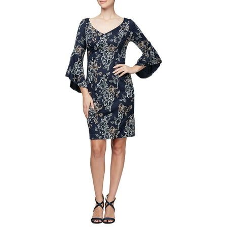 Alex Evenings Sleeveless - Floral Bell-Sleeve Shift Dress