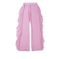 thumbnail image 3 of Sexy Women Fishnet Beachwear Pants Mesh Sheer Ruffle Trousers Bikini Cover Up, 3 of 5