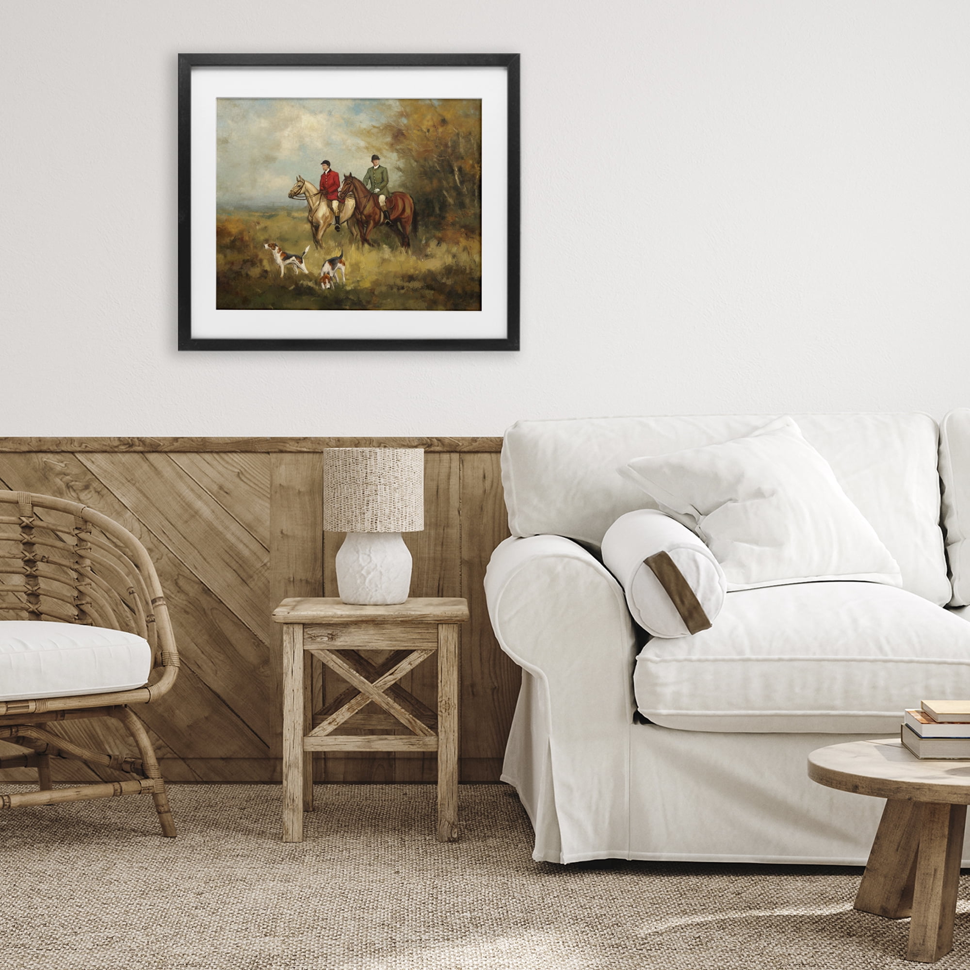 Stupell Industries Autumn Riders with Hounds Black Framed Print Under Glass, design by Ziwei Li