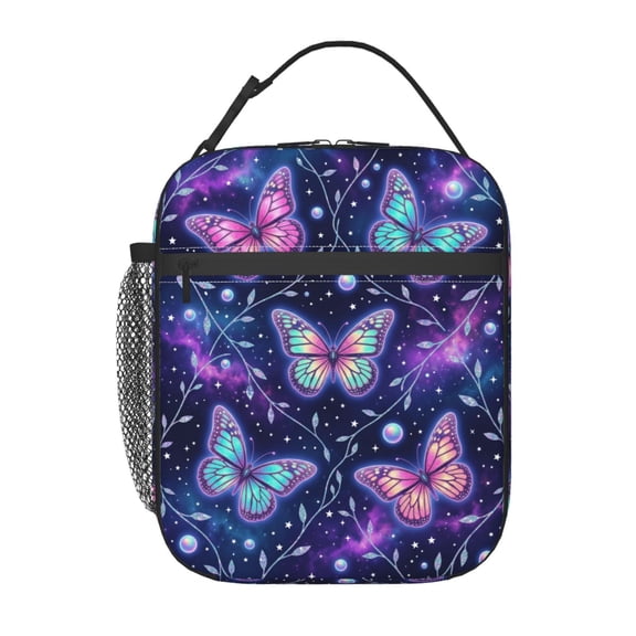 Butterfly Insulated Lunch Bag Reusable Lunch Box Leakproof Thermal Meal Prep Tote With Clip-on Buckle Handle For Work Office Picnic Beach Travel Daily