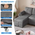 thumbnail image 4 of Dextrus 84" Convertible Sofa Bed with Storage Chaise and Pocket, L Shape Pull Out Sofa Bed, 2 in 1 Sleeper Sofa Sectional Couch for Living Room, Gray, 4 of 9