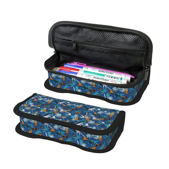 Gaeub Hawaiian Style Print Canvas Pen Case,Pencil Case for Men Women, Large Pen Bag,Big Capacity Canvas Pencil Pouch