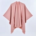 thumbnail image 2 of Dwellite Pashmina Shawl Wraps for Women, Knitted Cardigan Shawls Cape Wool blend shawl Knitted Shoulder Fleece Top Shaw Pink, 2 of 3