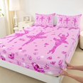 thumbnail image 3 of jejeloiu Girly Ballet Twin Sheet Sets,Ballerina Dancer Twin Fitted Sheet,Pink Bling Diamond Flat Sheet For Teens,Luxury Bedroom Decor,3pcs, 3 of 7
