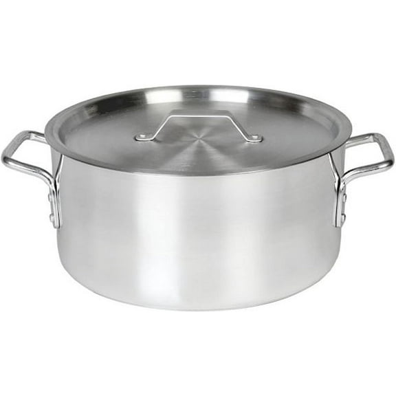 Truecraftware – 12 qt. Aluminum Brazier Pot with Cover/Lid Heavy Weight Braiser Pan Mirror Finished NSF