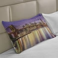 thumbnail image 2 of New York Knitted Quilt Pillowcover, NYC Exquisite Skyline Manhattan Old Neighborhood Tourist Country Print, Standard King Size Pillow Cover for Bedroom, 36" x 20", Purple and Yellow, by Ambesonne, 2 of 2