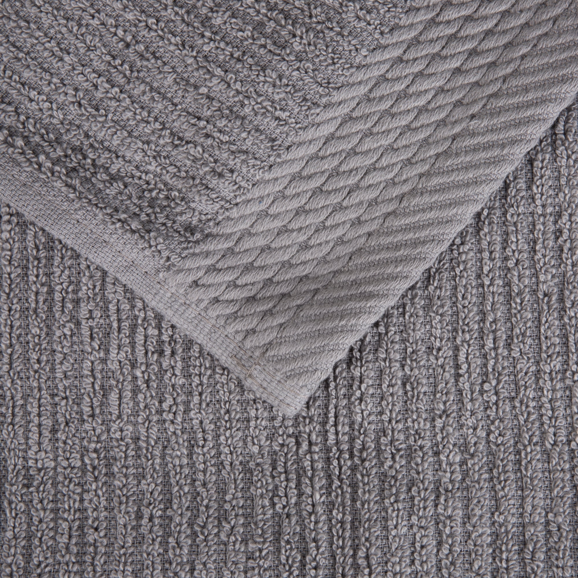 SH Ribbed Cotton 10 Piece Towel Set - Silver