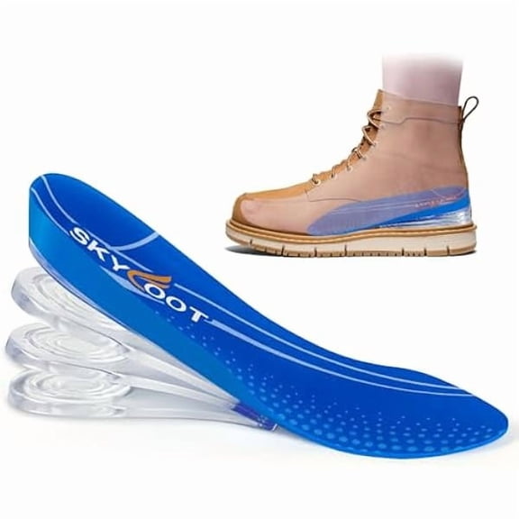 USBSO 4 Layers Adjustable Height Increase Insoles, 3/4 Length Shoe Lifts Heel Elevator Cushioned Inserts Up to 1.2 Inches (Blue, Medium: Women 5-9, Men 6-8)