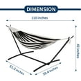 thumbnail image 2 of IdealHouse Hamac Double en Coton avec Support en Acier Robuste et Résistant à la Rouille, Capacité de 450 Lb Hamac Traditionnel Tissé Portable avec Sac de Transport pour Cour Arrière, Jardin et Camping, Noir, 2 of 6
