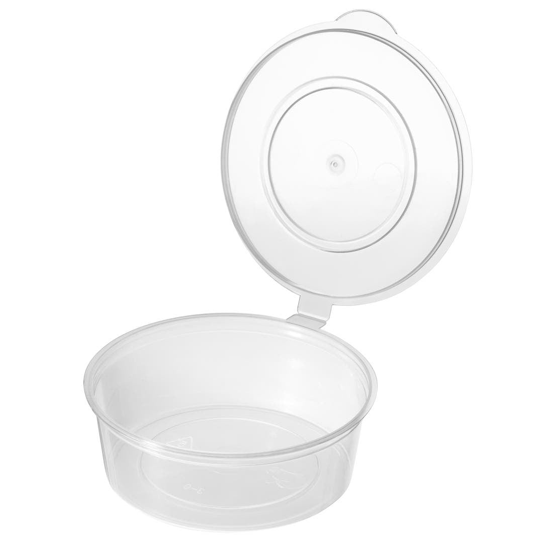 RW Base 3 Oz Clear Plastic Portion Cup With Hinged Lid 2 3 4 X 2 3 rw-base-3-oz-clear-plastic-portion-cup-with-hinged-lid-2-3-4-x-2-3