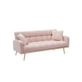thumbnail image 6 of Pink Adjustable Sofa Bed for Small Spaces, Plush Teddy Fabric Convertible Couch with 2 Pillows, 6 of 8