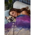 thumbnail image 3 of Night Sky Stars Full Size Flat Sheet, Wrinkleproof & Fadeproof Cooling Flat Bed Sheet Only, Shooting Star Cloud Galaxy Breathable Soft Bedding Top Sheets 81 x 96 Inches, 3 of 8