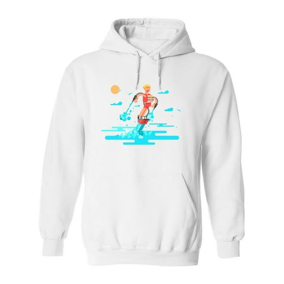 Man With Flyboard. Hoodie Men -Image by Shutterstock, Male Medium