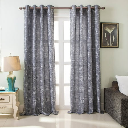 - Elsa Floral Jacquard 54 x 84 in. Grommet Single Curtain Panel, Navy