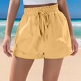 thumbnail image 2 of Audhol Linen Shorts for Women! Womens Casual Linen Shorts High Waisted Wide Leg Cute Summer Beach Shorts with Pockets Summer Shorts for Women Yellow 2XL, 2 of 5