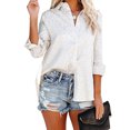 thumbnail image 4 of Blusa Con Cierre De Botón, Cuello Vuelto, Satén, Jacquard, Manga Larga, Informal, Para Mujer, Para Fiestas ANGGREK Otros, 4 of 6