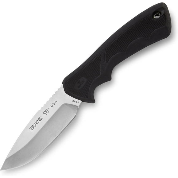 Buck Knives 685 Large BuckLite Max II, Large Fixed Blade Knife, 420HC Stainless Steel Blade, Dynaflex Rubber Handle, Polyester Sheath Included, Black, 100% Lifetime Warranty Hunting, Camping, Outdoors