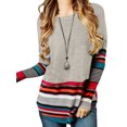 thumbnail image 1 of MAWCLOS Ladies Irregular Hem Color Block Pullover Loungewear Long Sleeve Tee Light Grey XXXL, 1 of 2