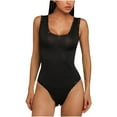 thumbnail image 2 of jsaierl Black Bodysuit Women Lace Sexy Square Neck Sleeveless Tank Top One Piece Racerback Bodycon Pajamas Jumpsuit Shapewear, 2 of 9