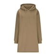 thumbnail image 4 of Vestidos de mujer Wancir Otoño Invierno 2024 Casual Manga Larga Cordón Plisado Sudadera con Capucha Suéter Túnica Mini Vestido, 4 of 7
