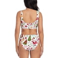 thumbnail image 3 of Kdxio Snowflakes Santa Claus Print Women's 2 Piece High Waisted Wrap Spaghetti Strap Summer Swimsuit Bikini Set-Large, 3 of 7