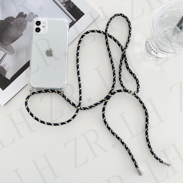 Transparent Soft TPU Phone Case For iphone 13 12 Mini 6 7 8 Plus X XS 11 Pro MAX XR SE With Lanyard Neck Strap Rope Cord Case