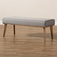 thumbnail image 6 of Baxton Studio Odessa Mid-Century Modern Grey Fabric Upholstered and Walnut Brown Finished Wood Dining Bench, 6 of 7