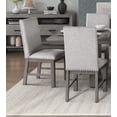 thumbnail image 2 of Contemporary 9pc Dining Set Table w Extension Leaf Upholstered Chairs Seat Back Gray Finish Wood Fabric Home Furniture, 2 of 7