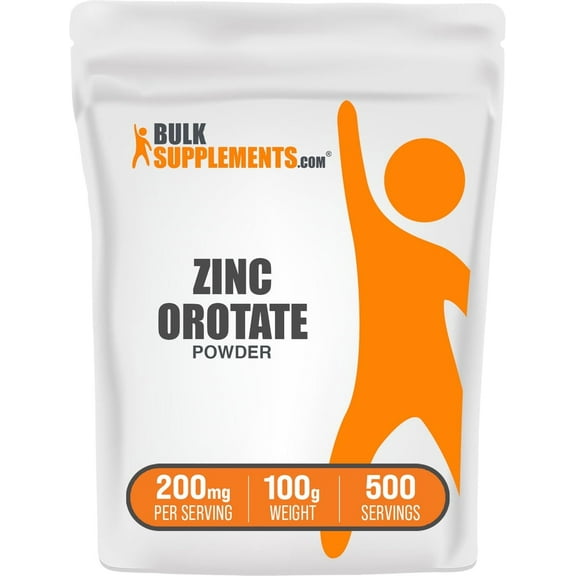 BulkSupplements Zinc Orotate Powder - Gluten Free, 200mg per Serving - 100 Grams (3.5 oz) - 500 Servings