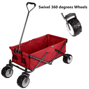 Chariot de jardin pliable extérieur chariot utilitaire brouettes chariot tout-terrain, capacité de 165 lb, rouge
