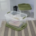 thumbnail image 6 of Sterilite EZ Carry Storage Bin, 40 Quart Clear Plastic Storage Container with Full-Grip Handles, Green, 6 of 13