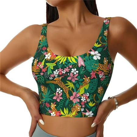 Jgfou Cute Tribal Leopards Print Womens Sports Bra - Padded Workout Sports Bras Crop Tank Top