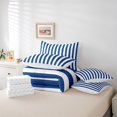 thumbnail image 6 of Feelyou Blue Abstract Teens Bedding Comforter Set 7pcs, Modern Geometric Lines King Bedding Sets, Farmhouse Ticking Stripes Reversible Bed Sheets, Luxury Bedroom Decor, 3pcs, 6 of 8