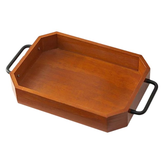 Bandeja de madera para servir café, té, tazas, diseño vintage, duradera, decorativa, organizador, bandeja de almacenamiento para maquillaje, fruta,