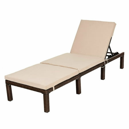Gymax Adjustable Chaise Lounge Chair 4 Position Patio Outdoor Wicker Rattan