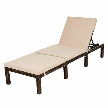 Gymax Adjustable Chaise Lounge Chair 4 Position Patio Outdoor Wicker Rattan Cushion