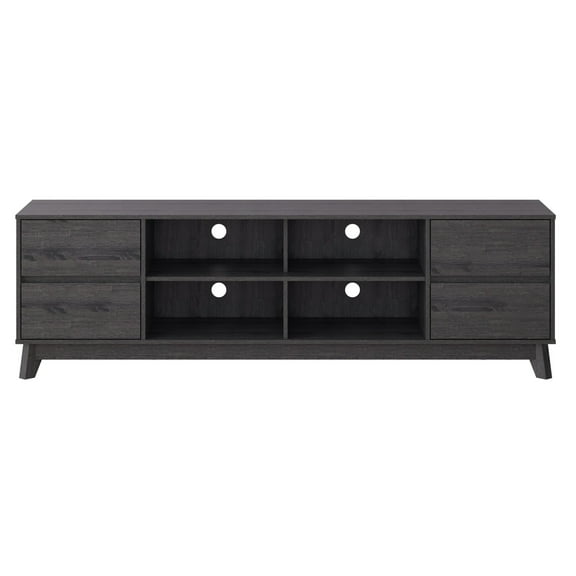 CorLiving Hollywood Mid-Century Modern Dark Gray Engineered Wood TV Stand with Drawers for Most TVs up to 85": Large Media Console, TV Stand for Living Room, Contemporary TV Console Cabinet