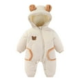 thumbnail image 4 of Goindgs Newborn Baby Fleece Footie Snowsuit Winter Bunting Onesie Cartoon Warm Hooded Romper Jumpsuit Outfits For Girls Boys Z5-White 18-24 M, 4 of 4