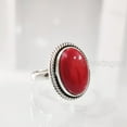 thumbnail image 5 of Natural Red Coral Ring, Woman's Coral Ring, Coral April Birthstone, Simple Band, 925 Sterling Silver, Womens Ring, Christmas, Thanksgiving, Handmade, Statement Jewelry, Natural Gemstone Ring, 5 of 6