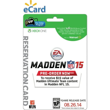 Madden NFL 15 Xbox One (E-mail Delivery) Wal-Mart Exclusive Bonus* $4.99 VUDU Movie